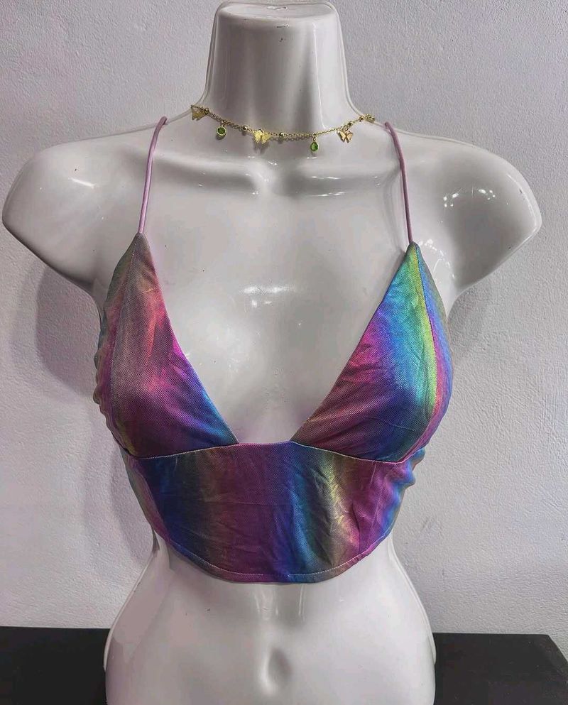 Iridescent Halter Crop Top