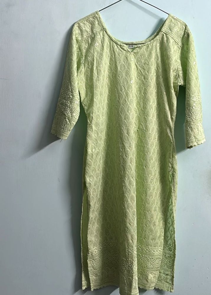 Chikankari Green Kurti