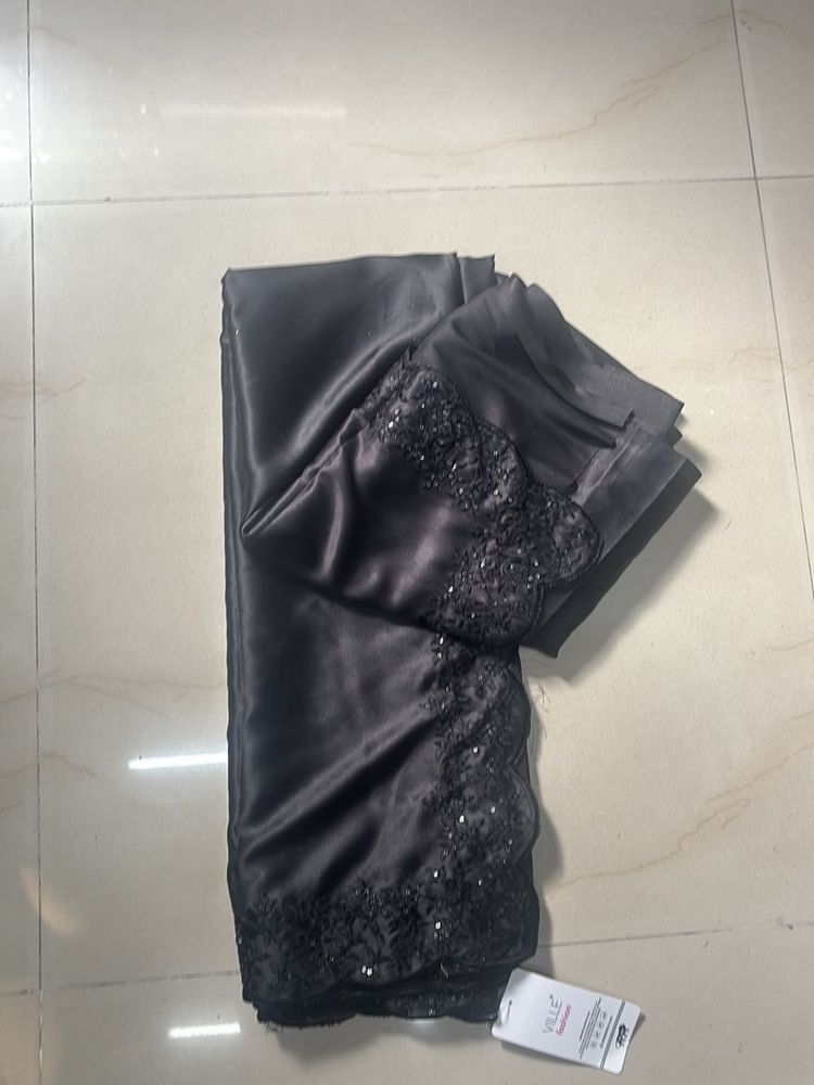 Elegant Black Embellished Saree