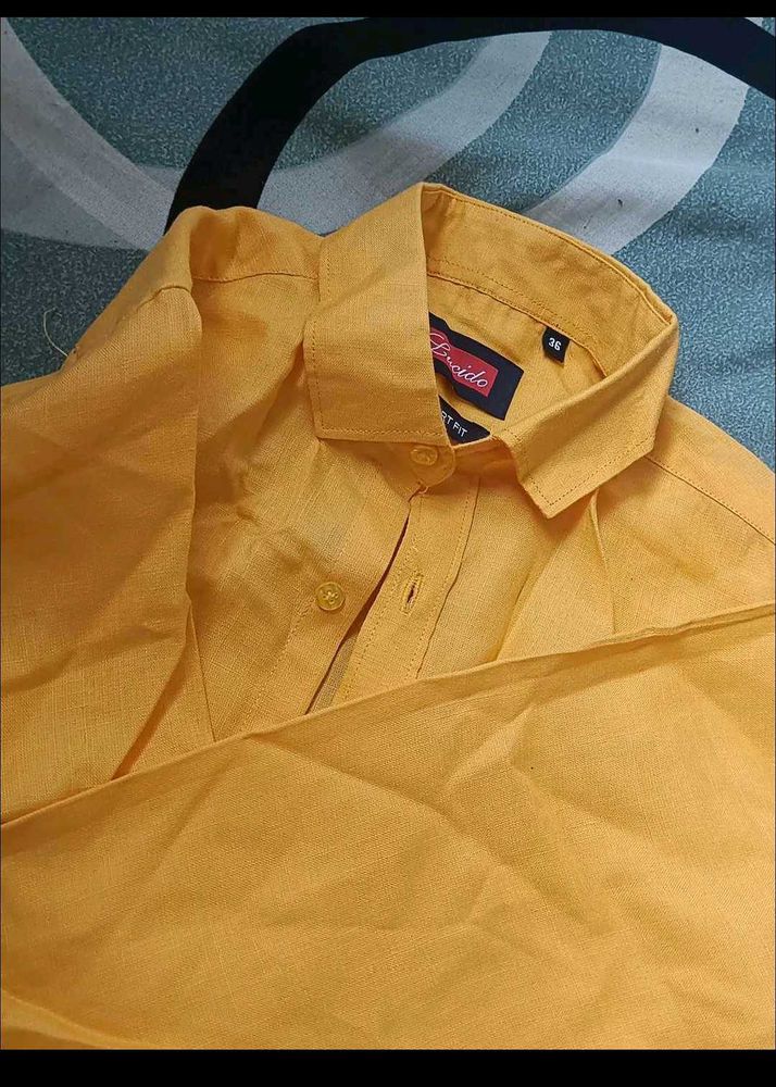 Gold Cotton Blend Shirt New One.
