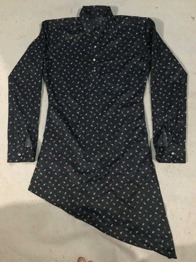 Patterned Asymmetrical Shirt
