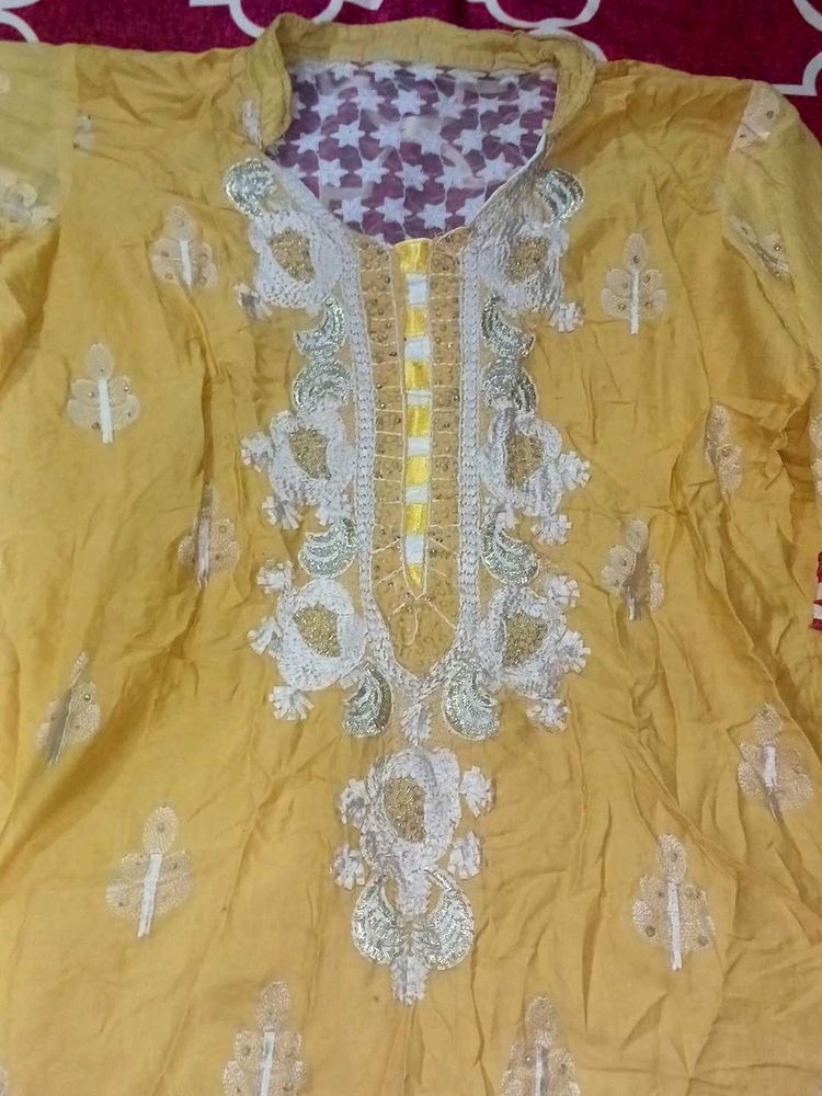 Yellow Embroidered Kurta