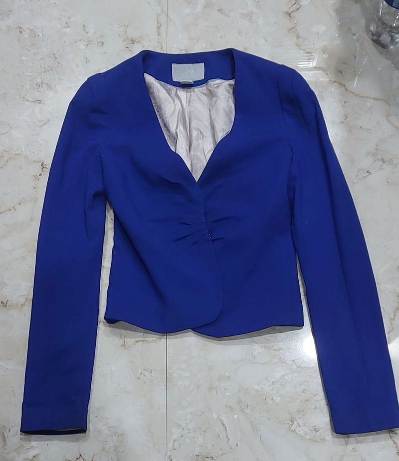 Blue Cotton Blend Summer Jacket