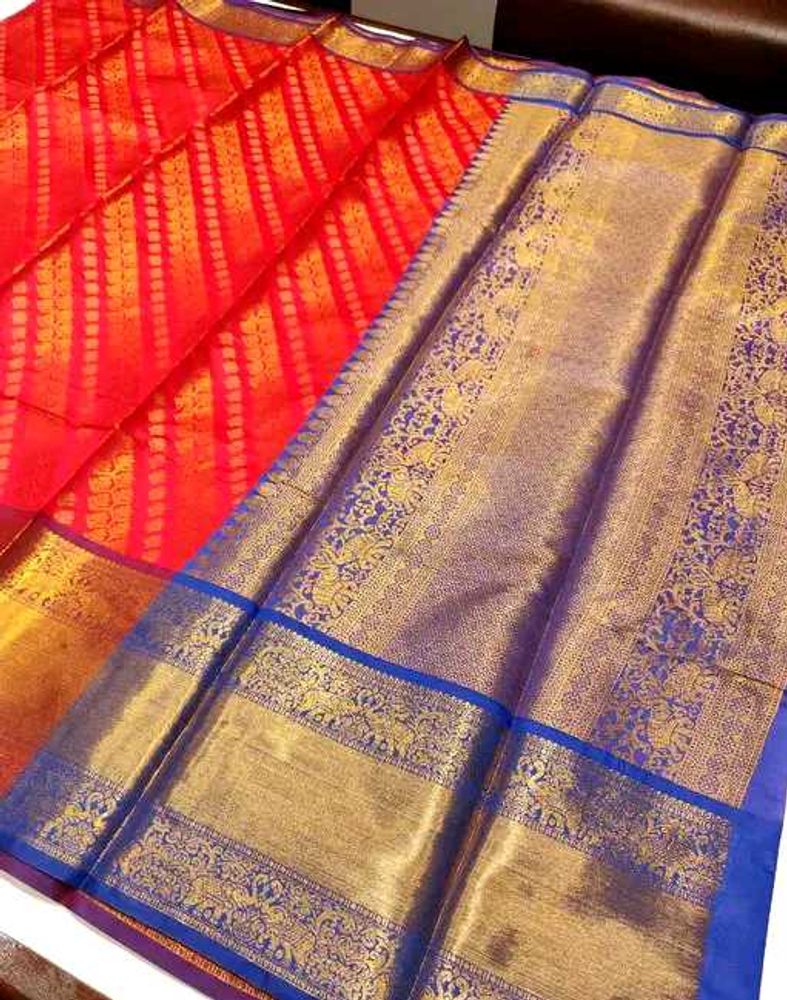 Banarasi Silk Red Ari Work Saree With Blouse