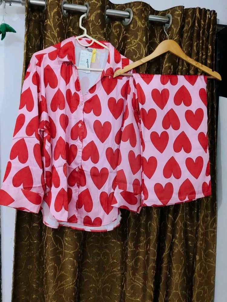 Heart Print night dress