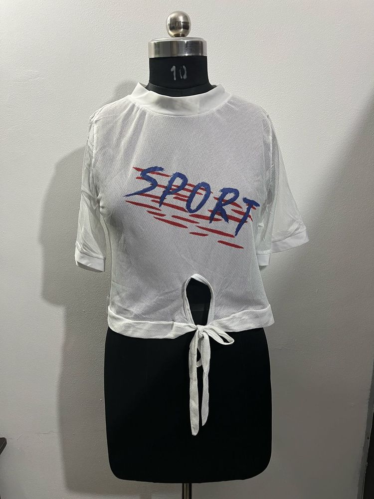 Sporty White Crop Top