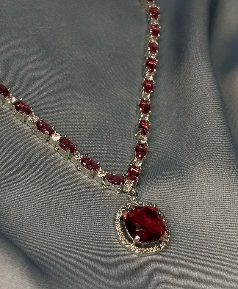 Ruby American Diamond Jewellery Set