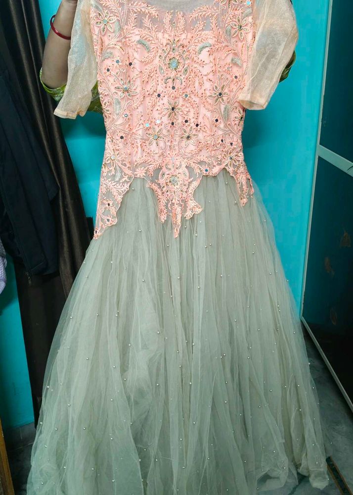 Elegant Embroidered Party Gown