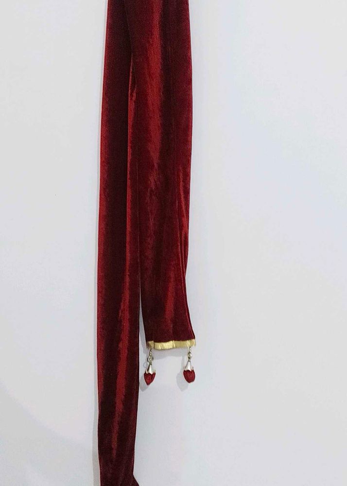 Velvet Dupatta - Maroon &amp; Gold