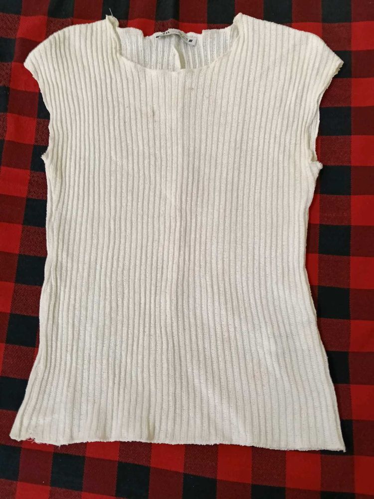 White Ribbed Top