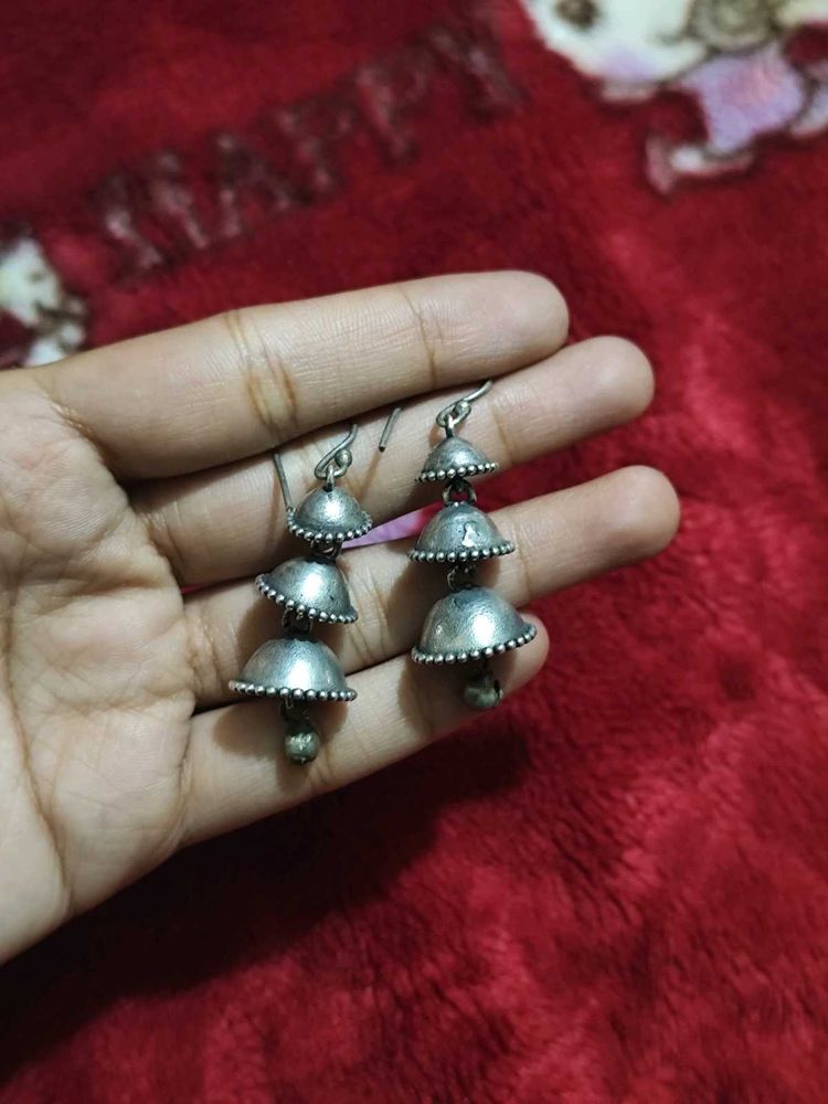 Silver Jhumka Earrings