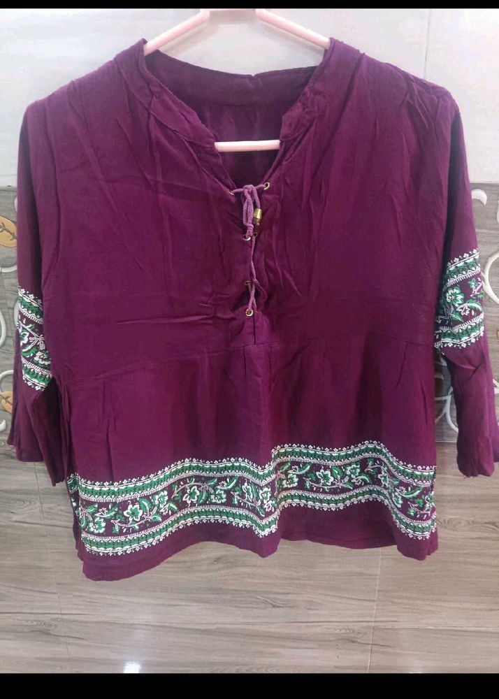 Printed Purple Top