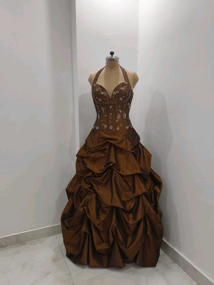Elegant Brown Ethnic Gown