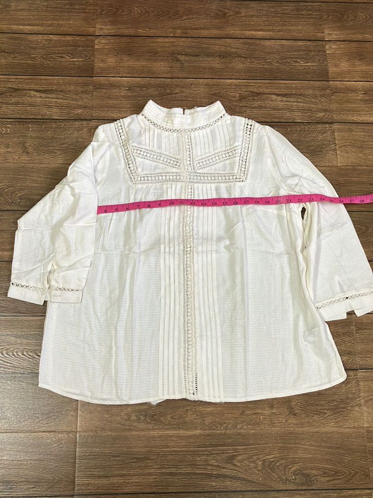 NEXT White Crochet Trim Blouse