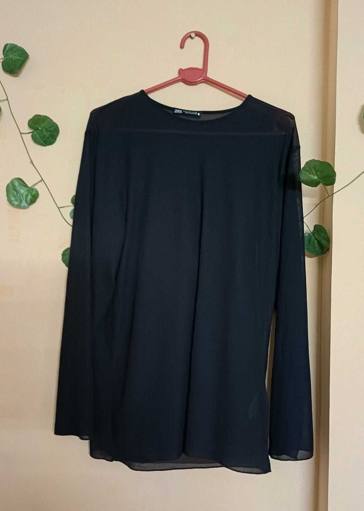 Zara Black Long Sleeve Top