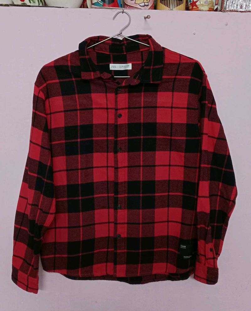 ZARA Men&#39;s/Boy&#39;s Red Check Shirt