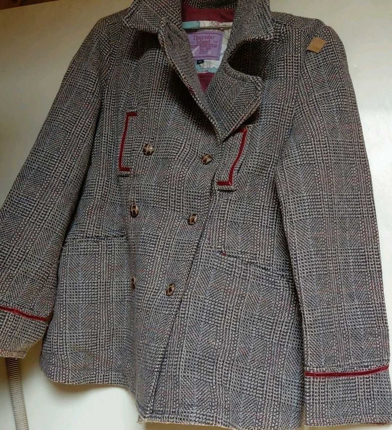 Checkered Peacoat coat women