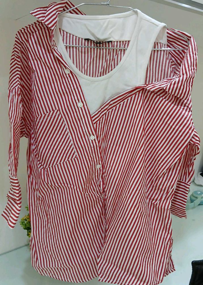 Striped Blouse with Tank Top