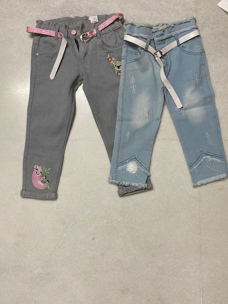 Designer Grey And Blue Jeans Combo 2-4 Year Old