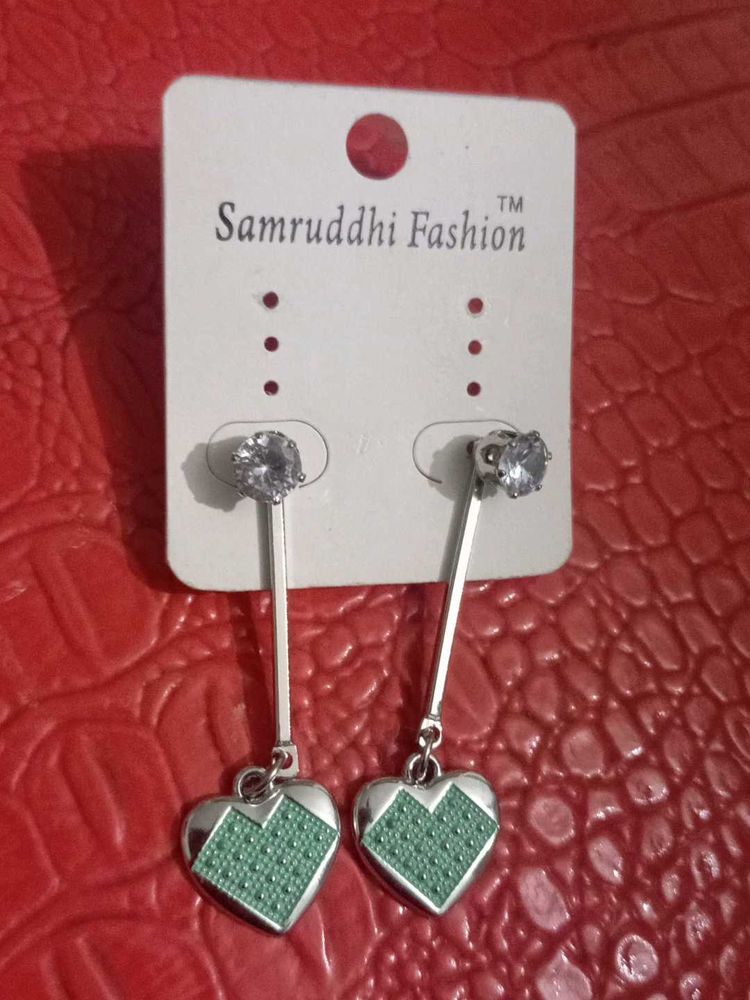 emrald green Heart Drop Earrings