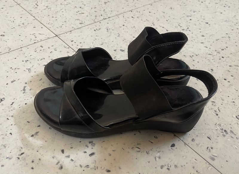 Black Wedge Sandals