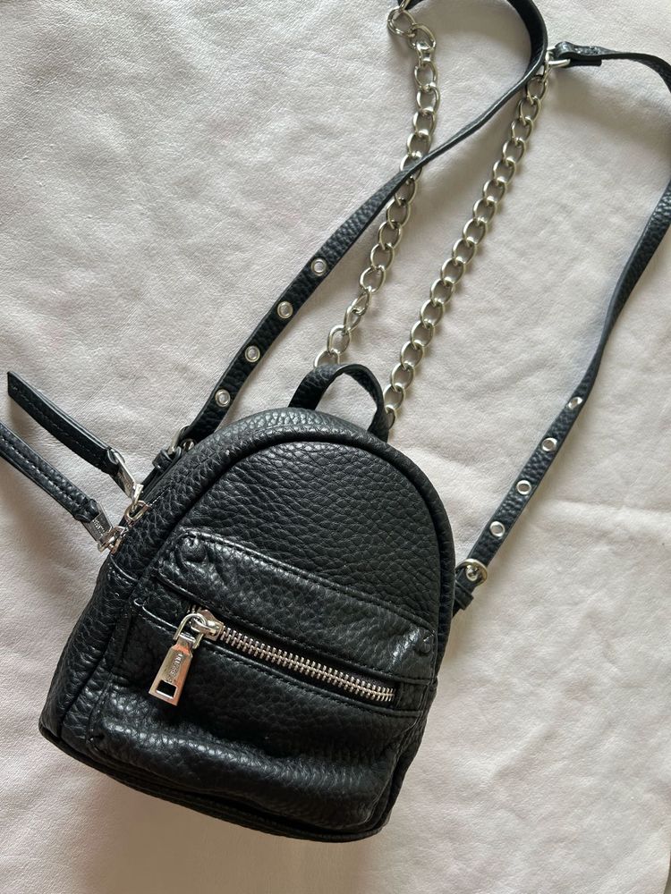 Mini Black Backpack with Chain Detail