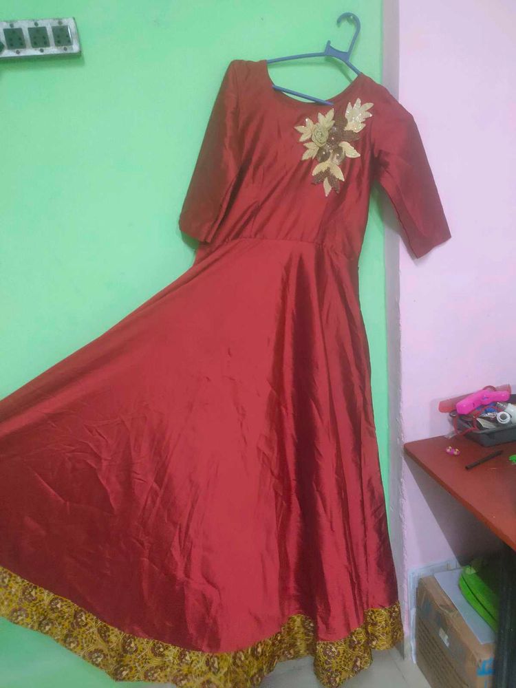 Elegant Maroon Anarkali Dress