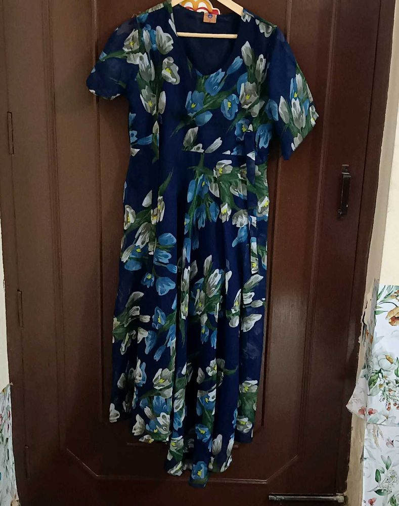 Navy Blue Floral Maxi Dress