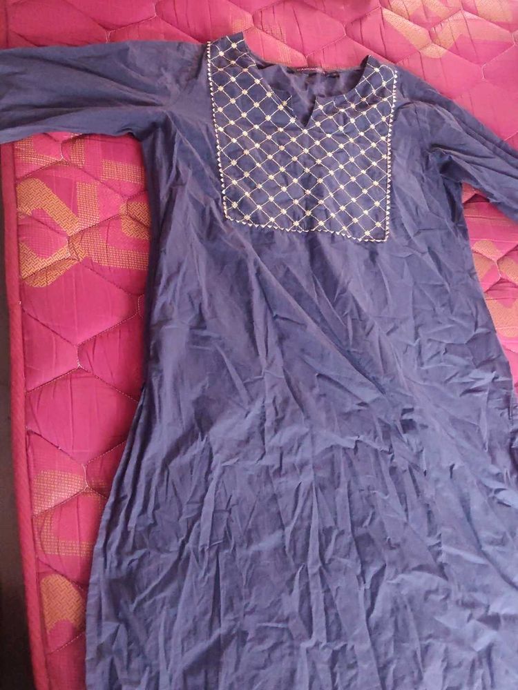 Blue Embroidered Tunic Dress