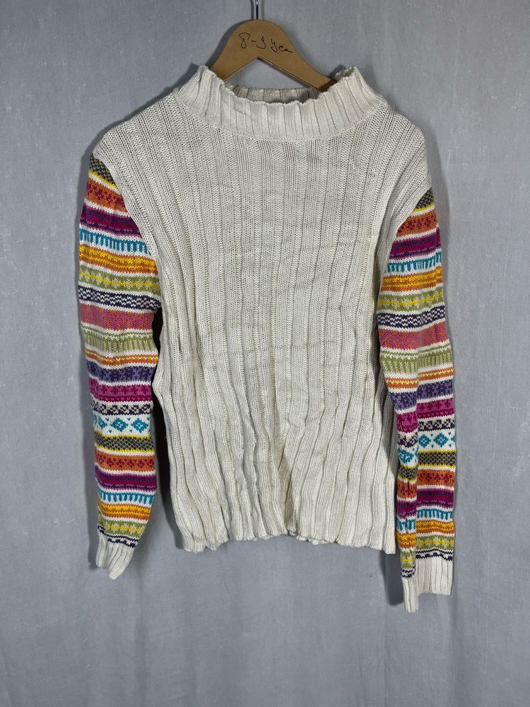 Colorful Sleeve Knit Sweater
