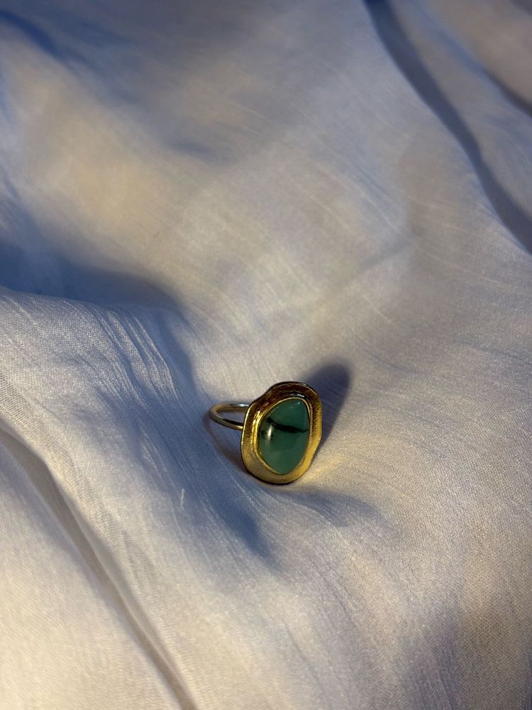 Emerald Stone Gold Plated Ring