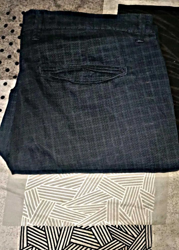 Dark Blue Patterned Trousers