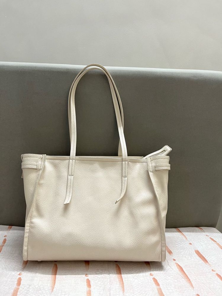 ZARA White Handbag/ Tote Bag