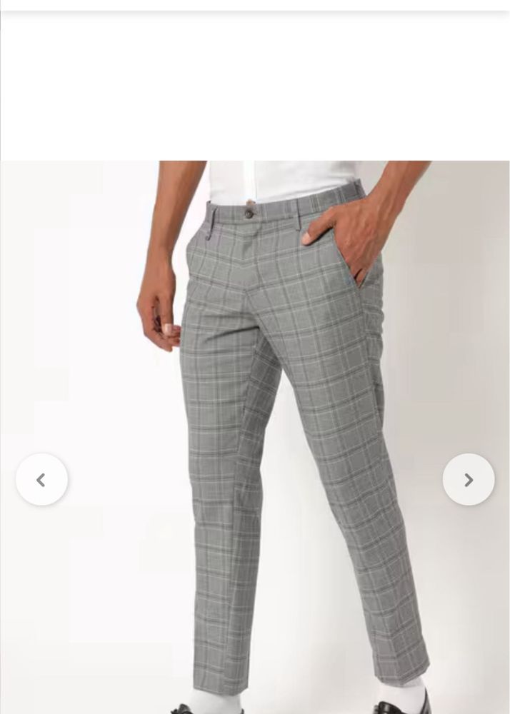 Cantabil Grey Checkered Formal Pants