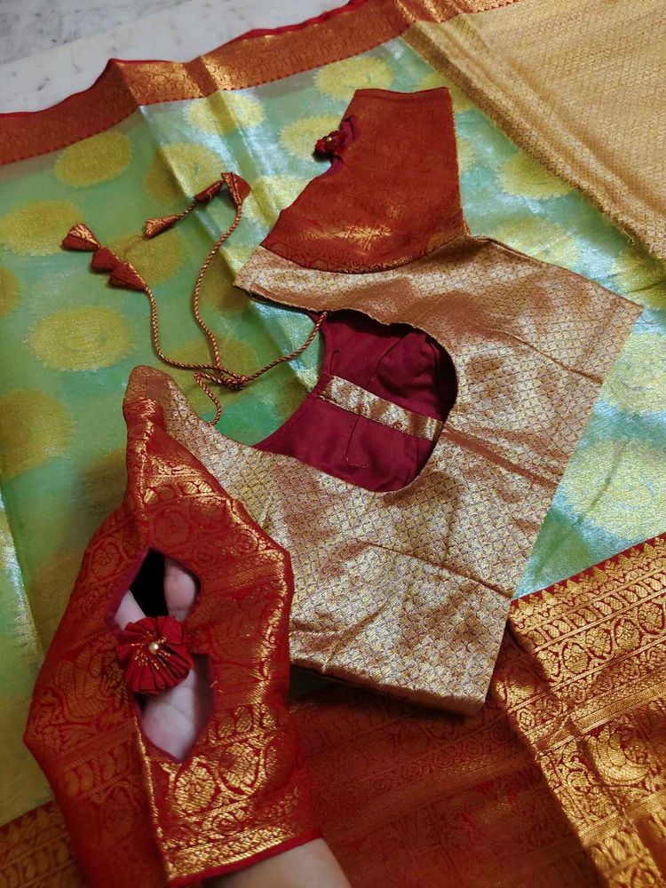 pattu Red &amp; Gold Saree Blouse 😍