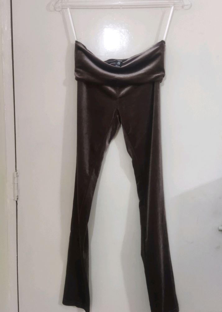 SHEIN High Waist Velvet Slim-fit Pant