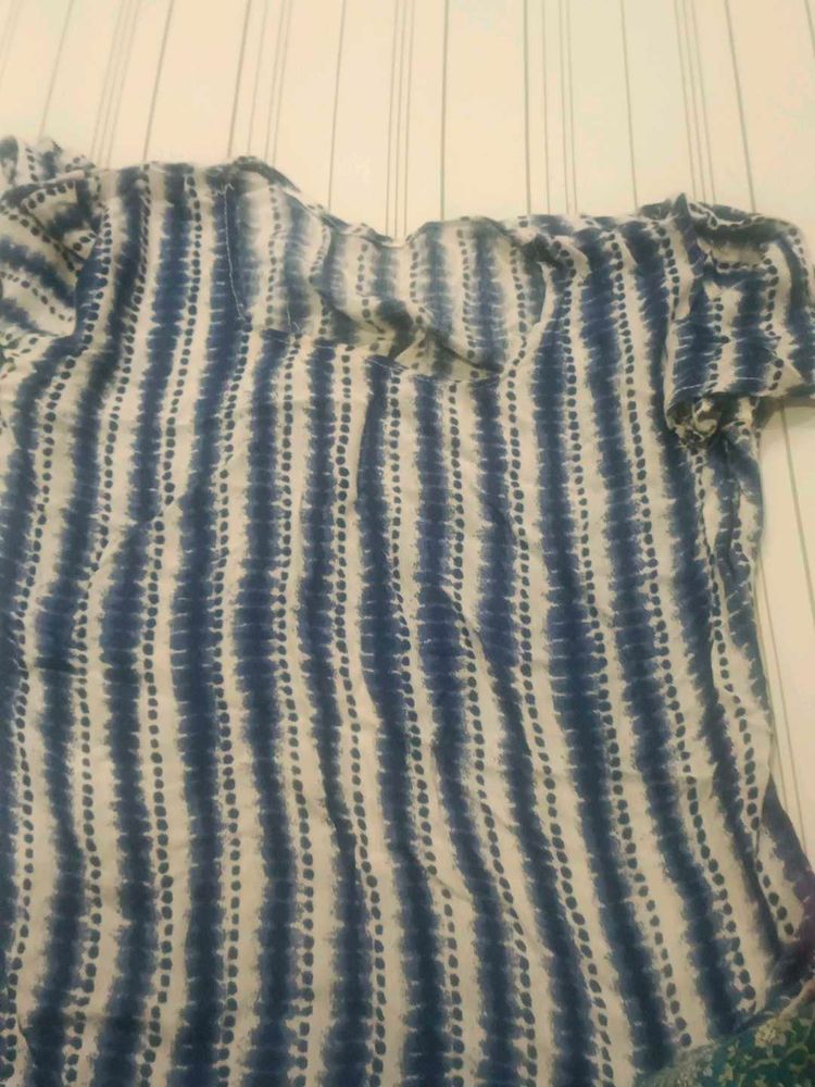 Blue &amp; White Tie-Dye Blouse