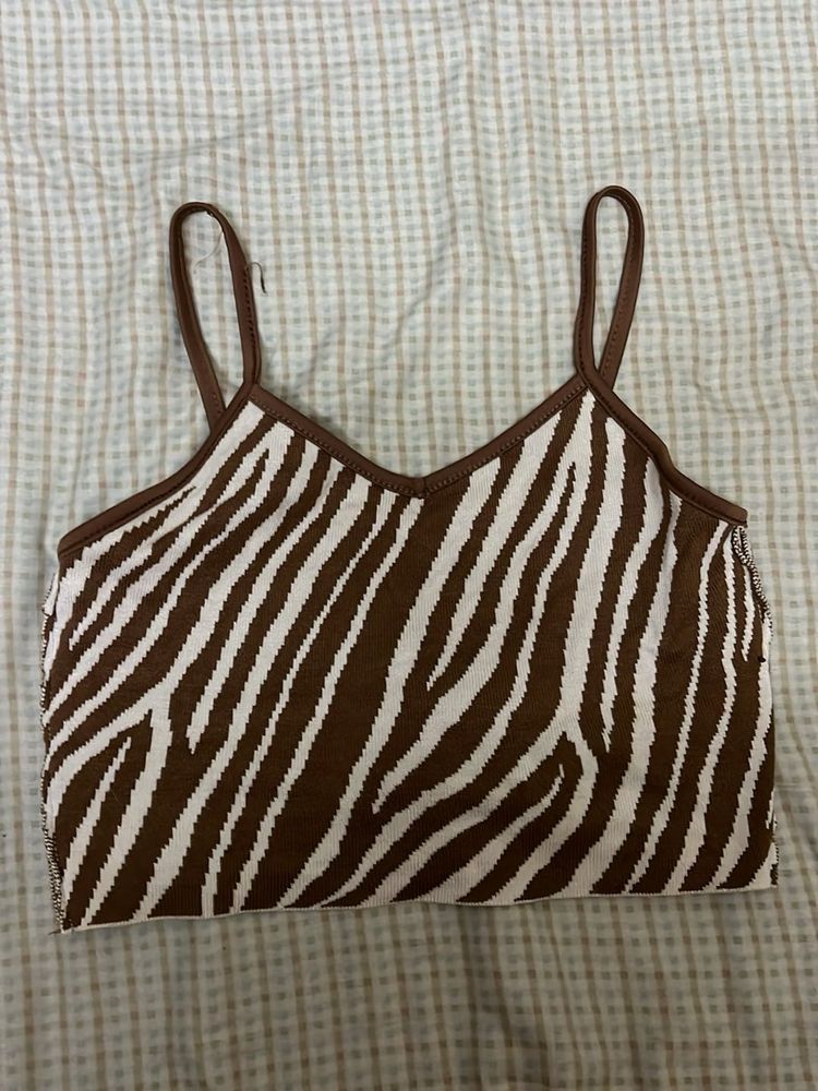 Zebra Print Crop Tank Top