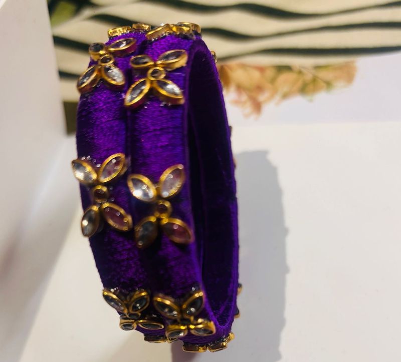 Purple Stone Bangles (Set of 2)