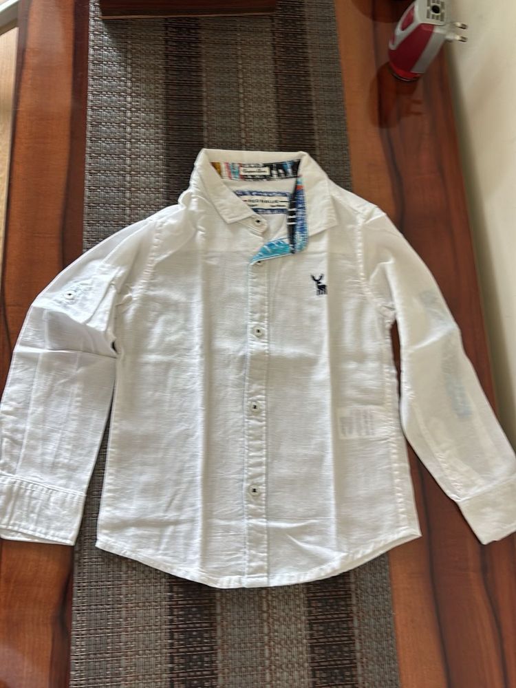 White Long Sleeve Button-Down Shirt