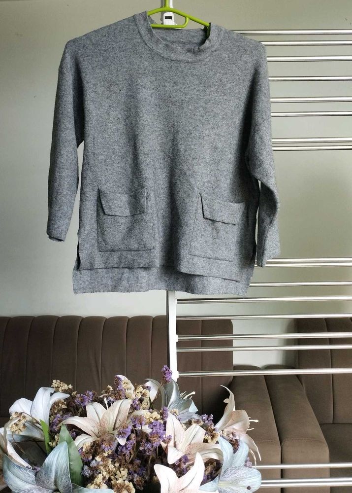Grey Pocket Sweater