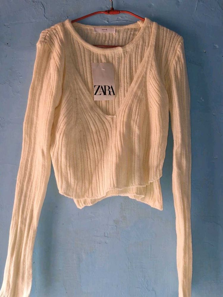 Zara Knit Crop Top - Long Sleeve