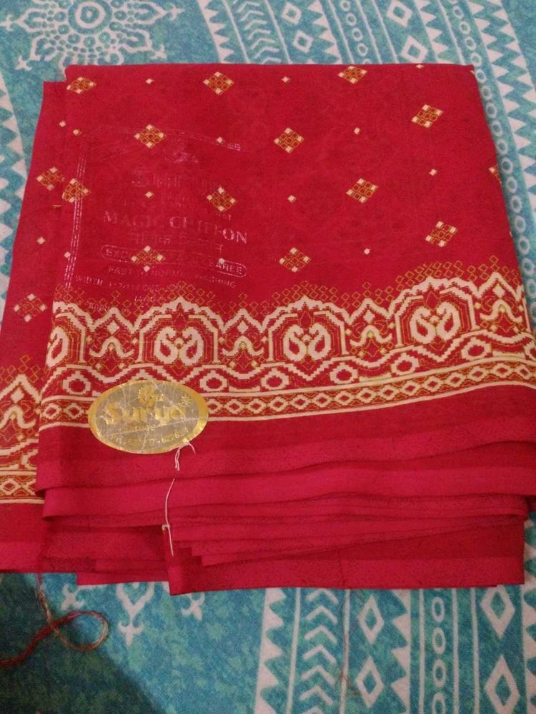 red saree fix price 120