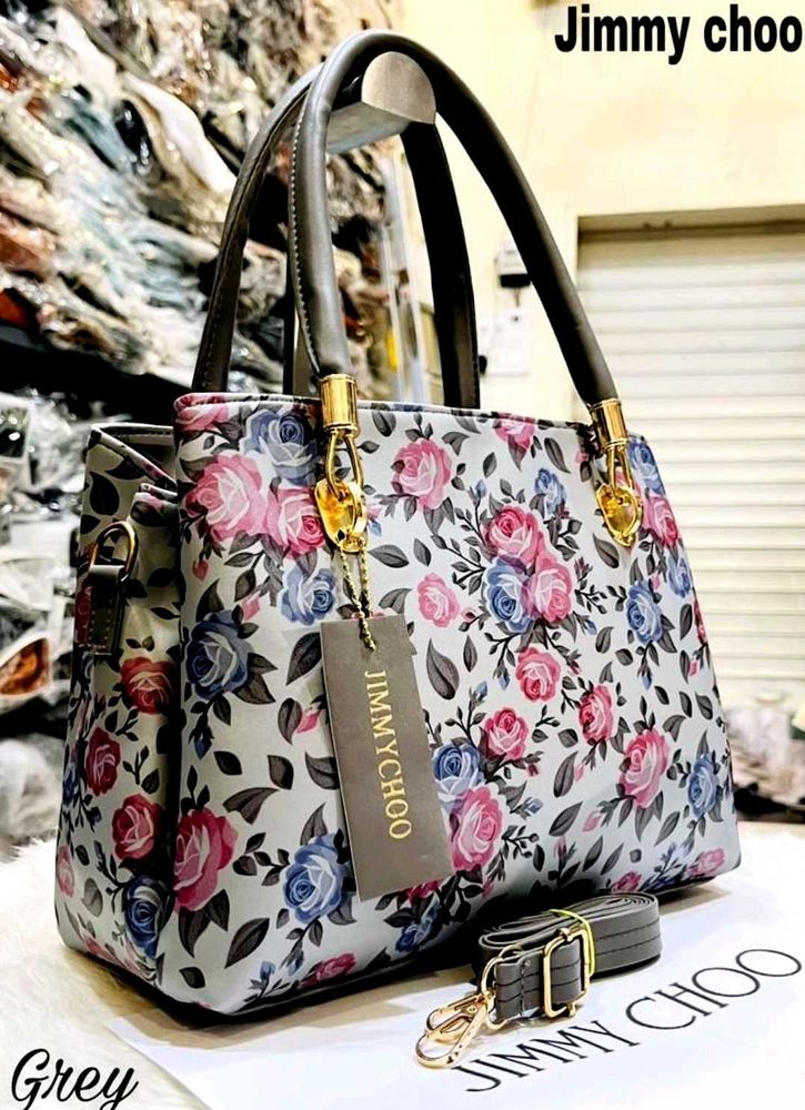 Printed  Grey Tote Bag