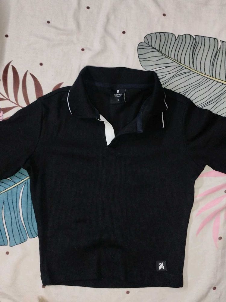 Black Long Sleeve Polo Shirt