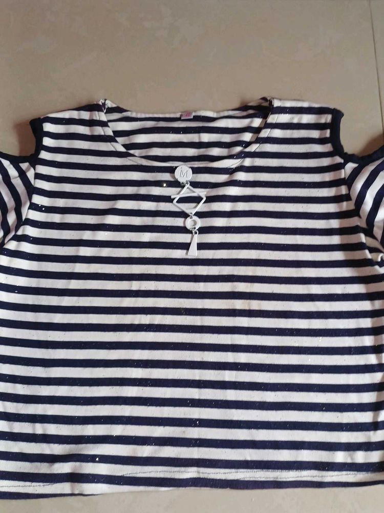 Striped Cold Shoulder Top
