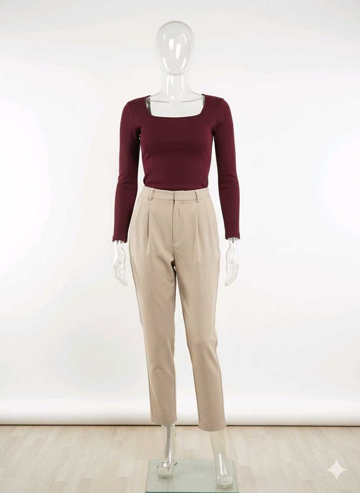 Burgundy Square Neck Top