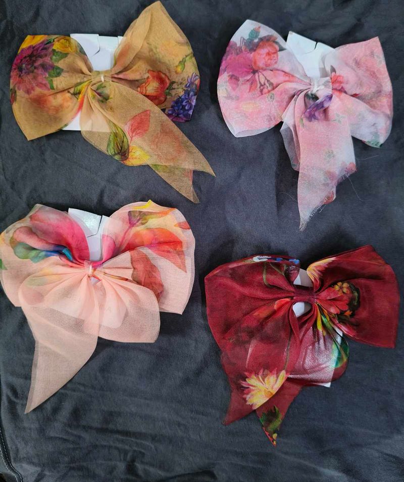 Pack Of 4 Flower Print Bow clip ❤️💋