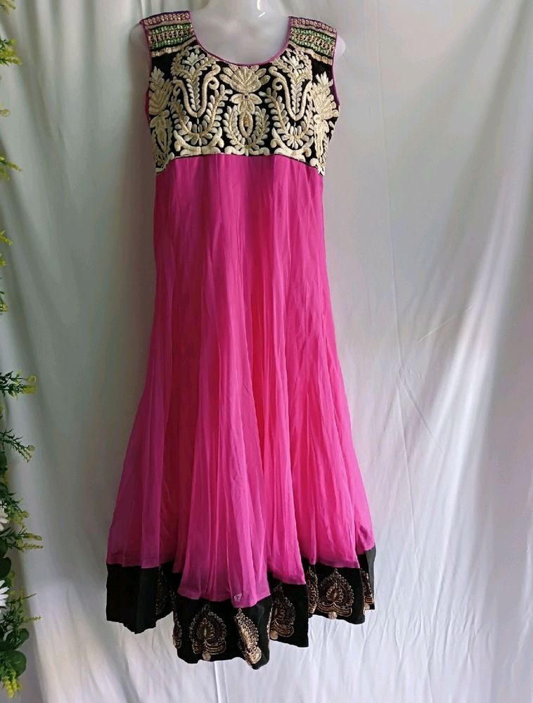 🥰Pink Anarkali Kurti, Net Fabric