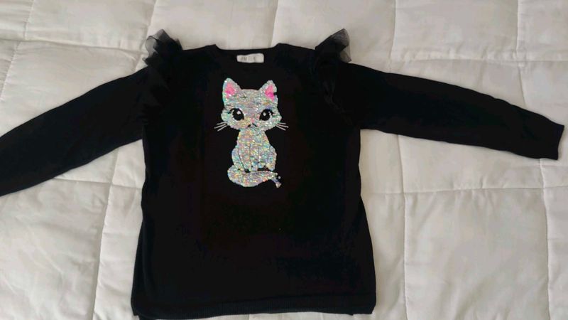 Black Full Sleeve Top With Sequence